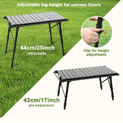 KRC CAMP Folding IGT Table – Lightweight Camping Table for BBQ, Grill, Picnic & Fishing, Outdoor Equipment Set