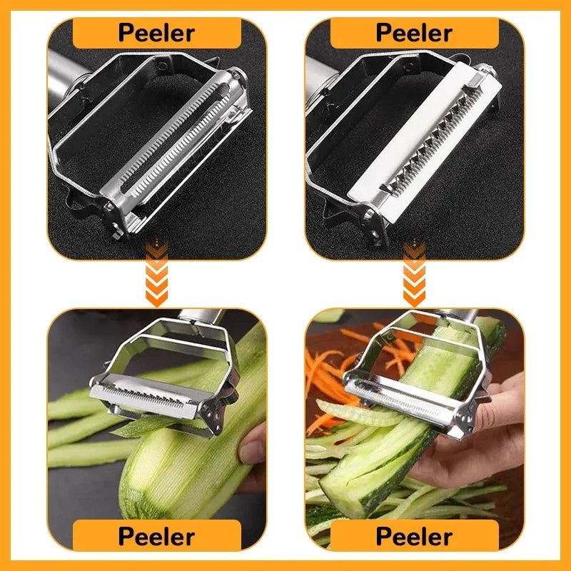Stainless Steel Multifunctional Kitchen Peeler | Durable Vegetable & Fruit Peeler | Potato Slicer | Household Shredder