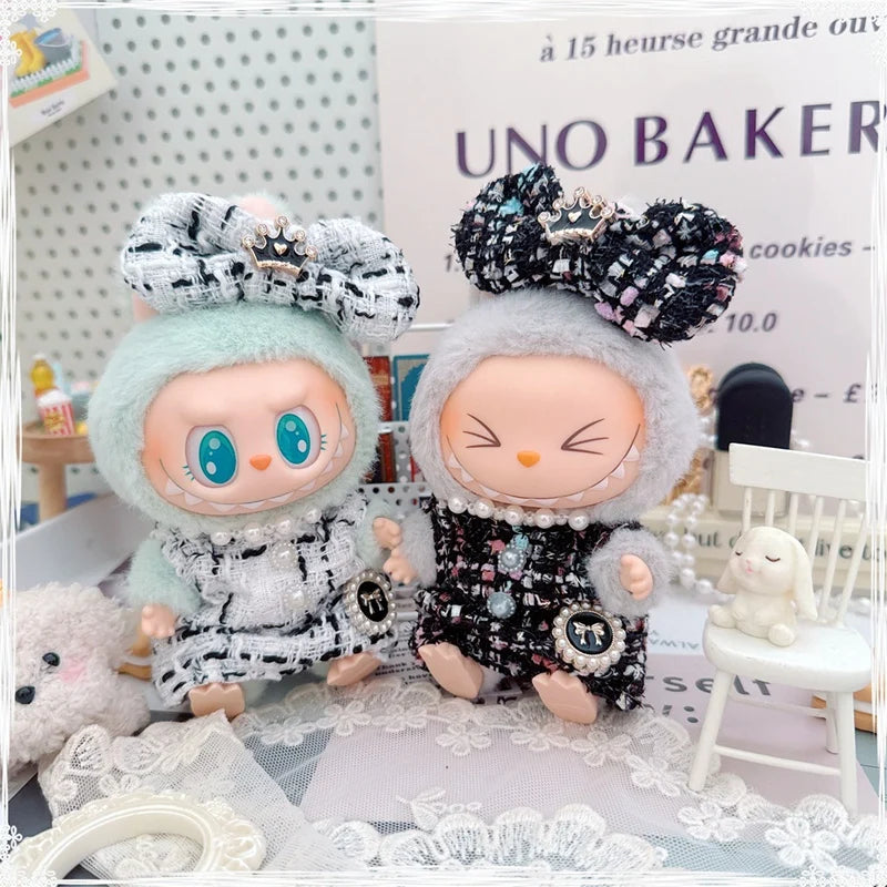 17cm Labubu Doll Accessories - Luxury Sweet Woolen Suit, Crossbody Bag & Princess Shoes Set