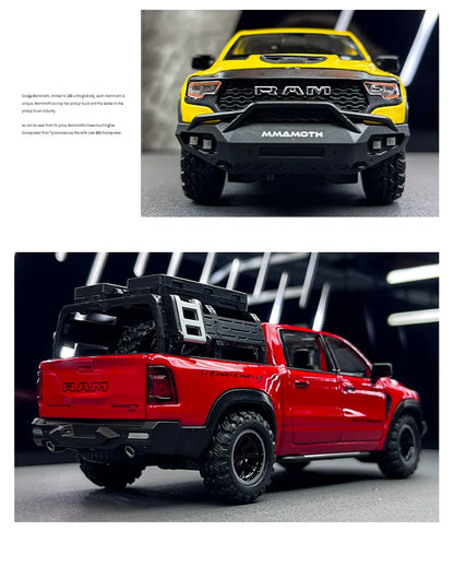 1:32 Dodge RAM 1000 TRX Mammoth Alloy Model Truck — Pull-Back with Sound & Light | Kids’ Collectible Birthday Gift