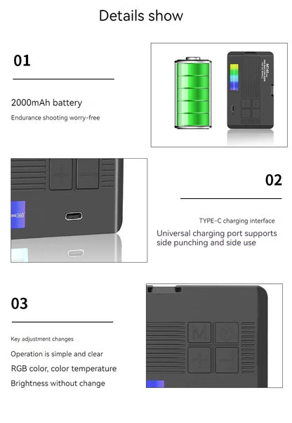 Mini Rechargeable M140 RGB Camera Fill Light - Portable LED Selfie & Live Broadcast Light for Mobile Photography