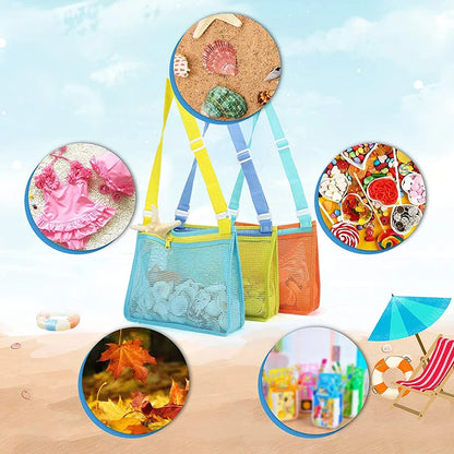 Beach Toy Mesh Bag - Kids Shell Storage Bag for Beach Toys - Seashell Bag, Mesh Pool Bag, Sand Toys, Swimming Accessories for Boys and Girls
