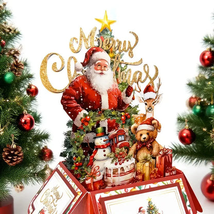 Christmas Party Greeting Cards — 3D Pop-Up Santa Card w/ Envelope | Merry Christmas & New Year 2026