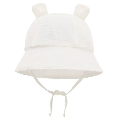 Muslin Cotton Baby Sun Hat – Soft Summer Panama Bucket Cap for Infants (3–12M) | Breathable Kids Sun Protection Hat for Boys & Girls
