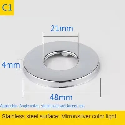 2Pcs Stainless Steel Faucet Decorative Cover – 1/2" & 3/4" Water Pipe Connector Heightening Valve Panel for Kitchen & Shower Faucet Accessories