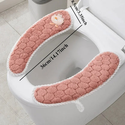 Universal Thickened Toilet Seat Cushion Cover – Soft Warm Anti-Slip Washable Reusable Bathroom Seat Pad for Winter Comfort