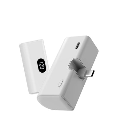 5000mAh Portable Power Bank - Lightweight Built-In Foldable Type-C Charger for All USB-C Devices