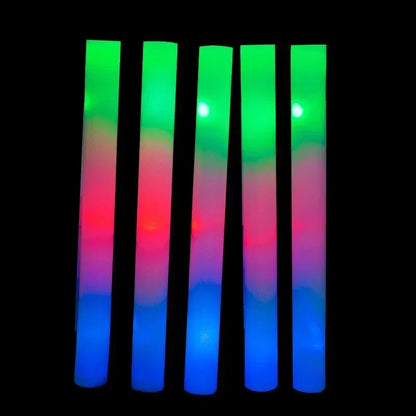 30/60/100/120Pcs RGB LED Glow Foam Sticks – Colorful Cheer Tubes for Dark Light, Birthday, Wedding, and Party Supplies