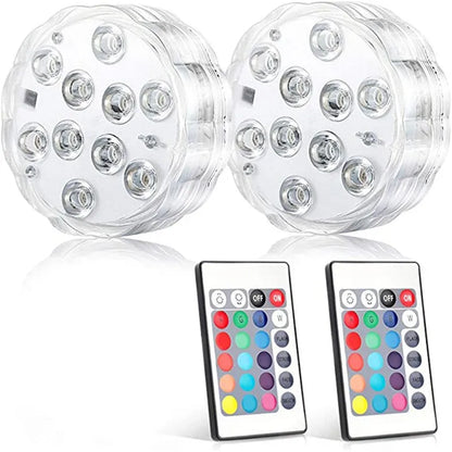 10LED RGB Submersible LED Light – Battery Operated Underwater Night Lamp for Pool, Garden, Wedding & Vase Decorations