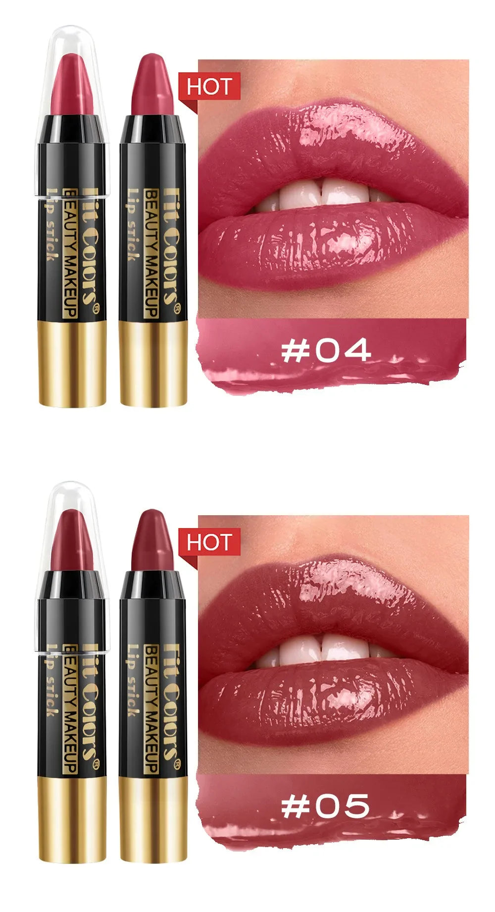 Moisturizing Crayon Lip Gloss Stick – Velvet Long-Lasting, Waterproof Jelly Tint Lipstick & Liner Pen
