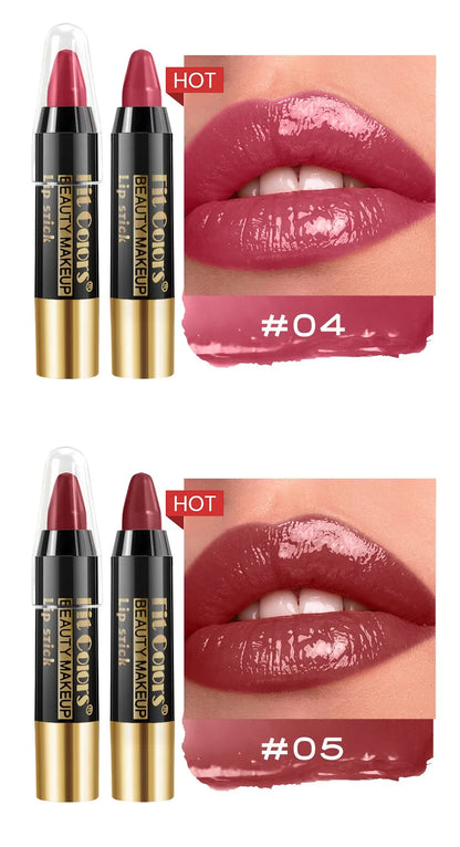 Moisturizing Crayon Lip Gloss Stick – Velvet Long-Lasting, Waterproof Jelly Tint Lipstick & Liner Pen