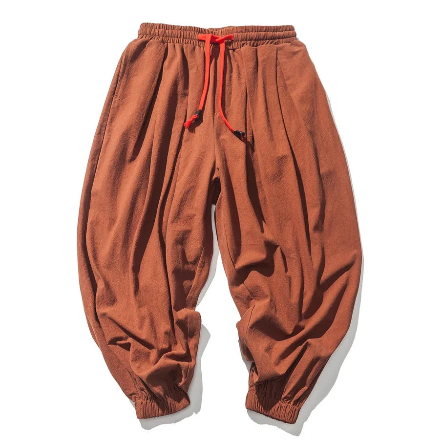 Men’s Oversized Harem Pants – Loose Chinese Style Cotton Linen Sweatpants Joggers, High-Quality Casual Trousers