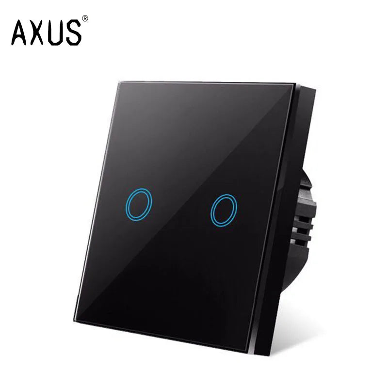 AXUS EU Touch Switch | AC100-240V LED Backlight Panel, Tempered Glass Wall Light Sensor Switch, 1/2/3 Gang