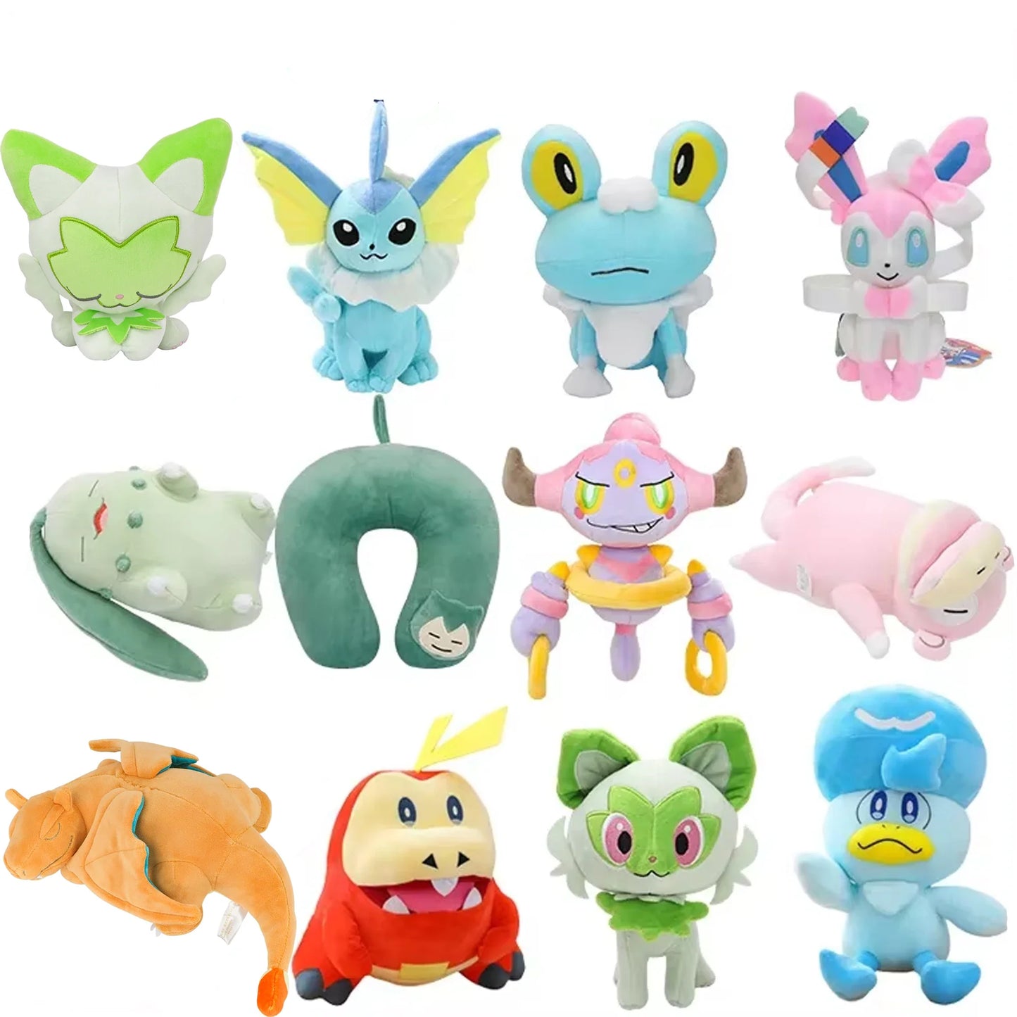 Sprigatito & Friends Plush Toys – Chikorita, Slowpoke, Froakie, Charizard Anime Stuffed Dolls, Gift for Kids