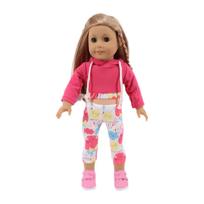 4-Piece Doll Clothes Set – Daily Pretty Dresses, Top & Pants for 43cm Born Baby Dolls & 18-Inch American Dolls, Festival Gift for Girls