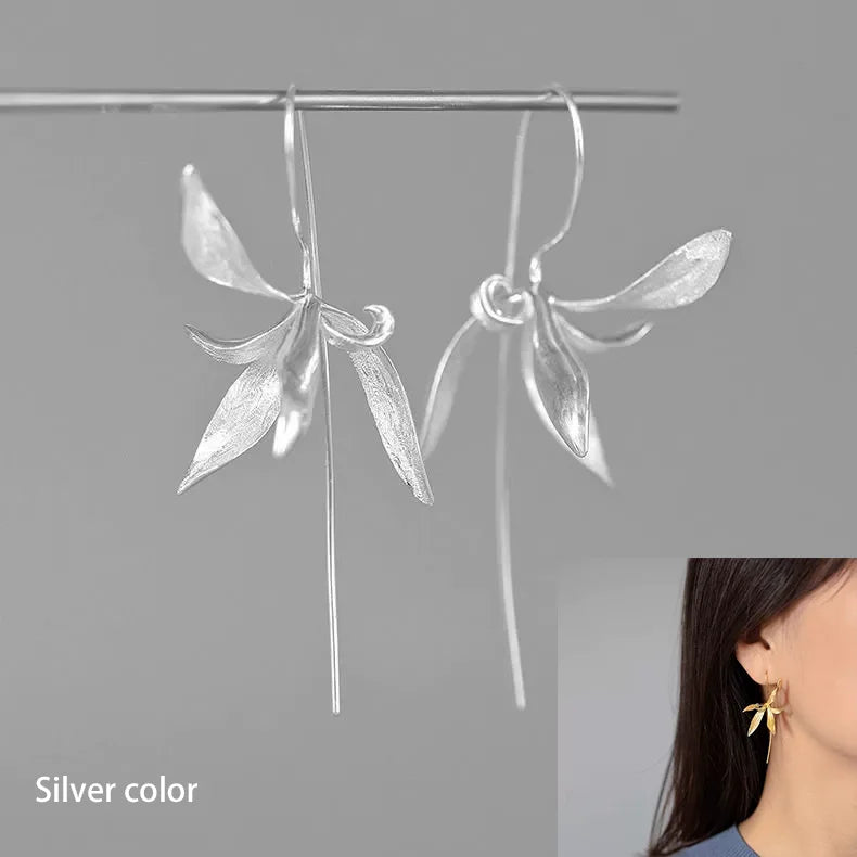PANJBJ925 Sterling Silver Hoop Earrings - Frosted Geometric Design Fashion Jewelry Gift for Women