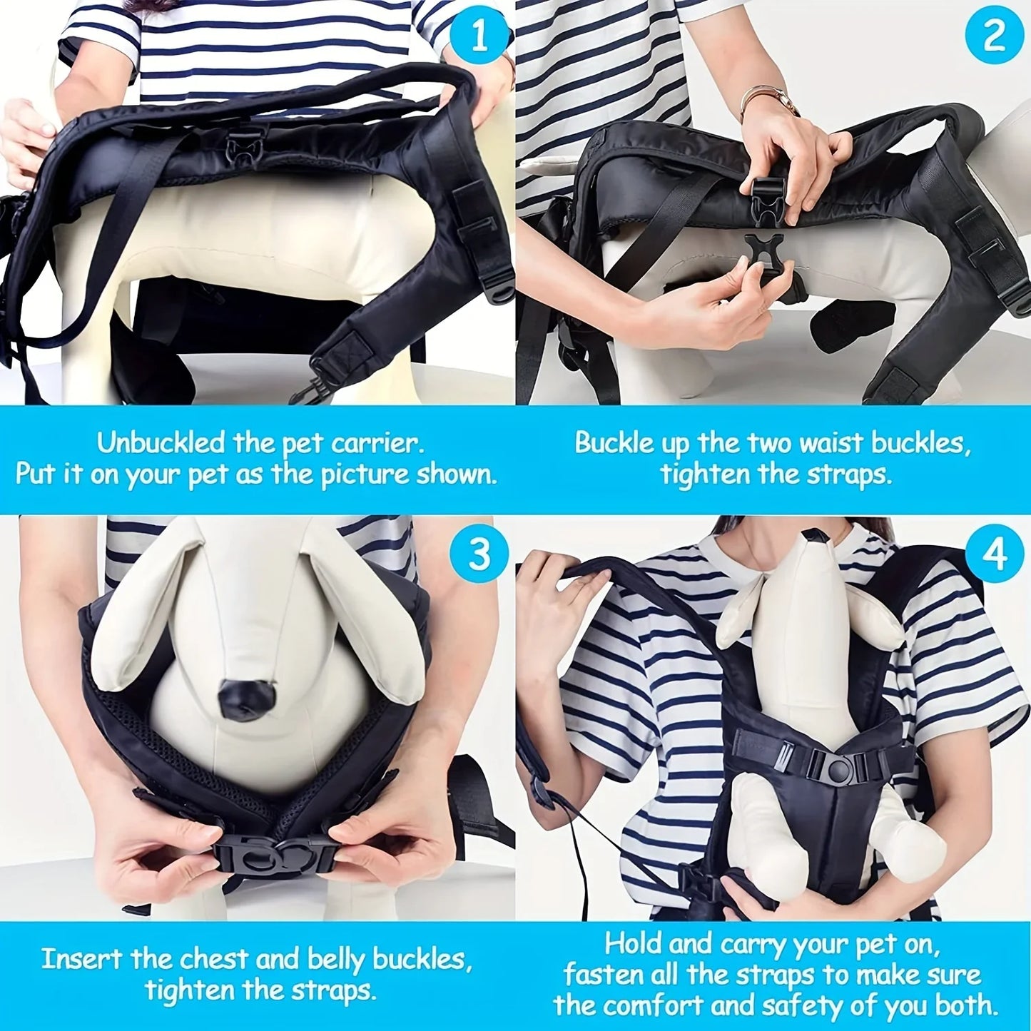 Adjustable Hands-Free Pet Front Dog Carrier Backpack - Ideal for Medium & Small Dogs - Convenient and Comfortable Pet Backpack