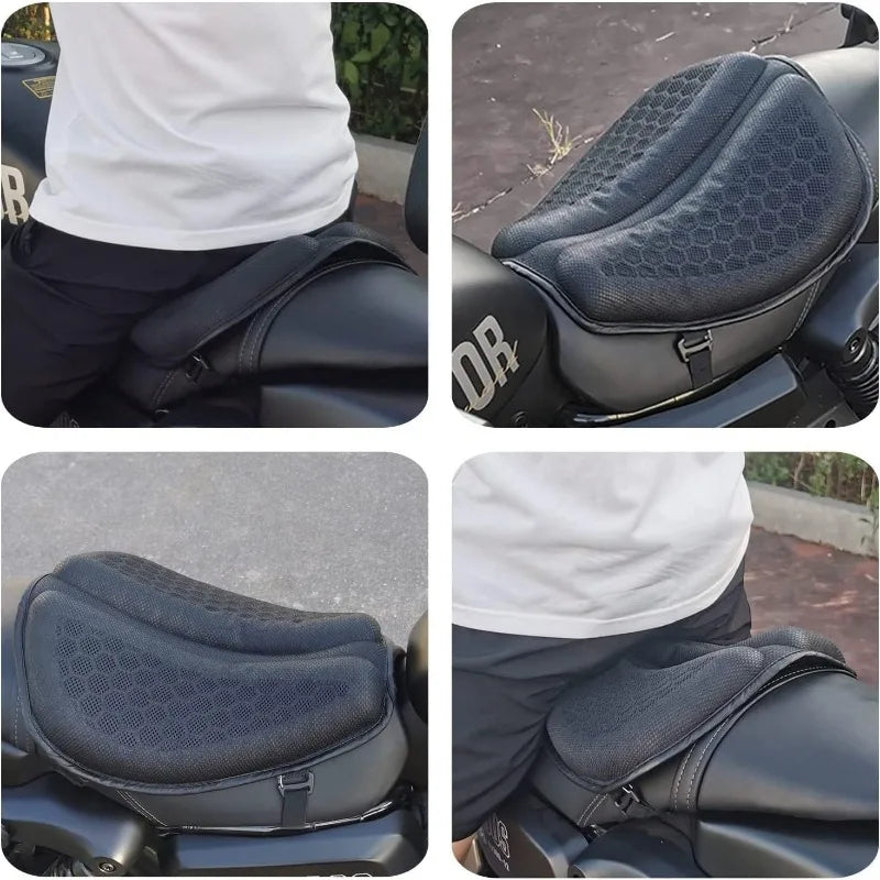 3D Honeycomb Motorcycle Seat Cushion - Anti Slip Gel Pressure Relief Comfort Ride Pad Moto Accessory