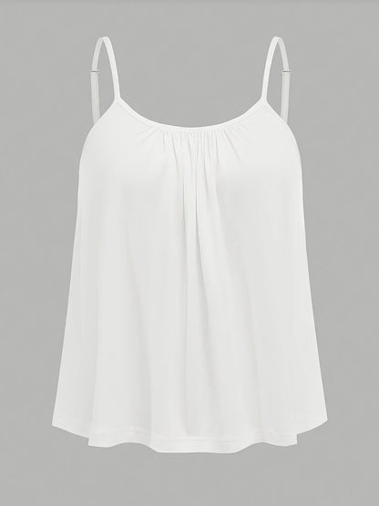 Plus Size Summer Camisole - Solid Color Sleeveless Casual Tank Top