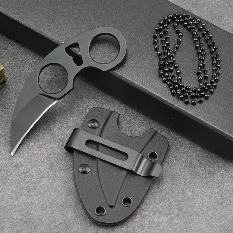 Stainless Steel Neck Knife - Mini Portable Camping Survival Knife with Chain