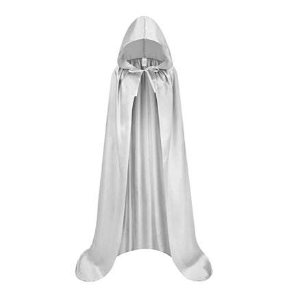 Unisex Halloween Hooded Black Cloak Witch Robe Long Cape Cosplay Costume Party Prop