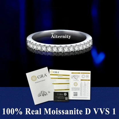 100% Pass Diamond Tester Pen & Moissanite Ring – Matching 925 Sterling Silver Wedding Band for Women