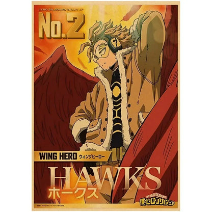 Vintage My Hero Academia Anime Poster – Retro Kraft Style Wall Art for Home Decor, Cartoon Painting & Room Decoration Sticker