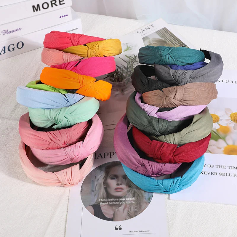 New Knotted Headbands for Women & Girls – Solid Color Hair Bands, Simple Retro Hair Hoop, Makeup Headwear, Hair Accessories