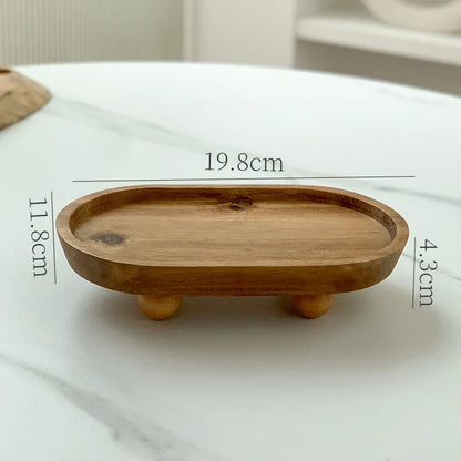 Mini Bamboo Tray Coaster – Wooden Saucer Plate for Flower Pots, Cups, and Coffee, Creative Kitchen & Home Decor Mat