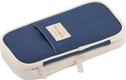 Cute Macaron Canvas Pencil Case - Large Capacity Double-Layer Kawaii School Stationery Pouch for Girls & Kids