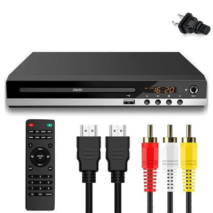 DVD Player VCD CD Multimedia Machine – HDMI-Compatible with AV Output, Remote Control & AV Cable