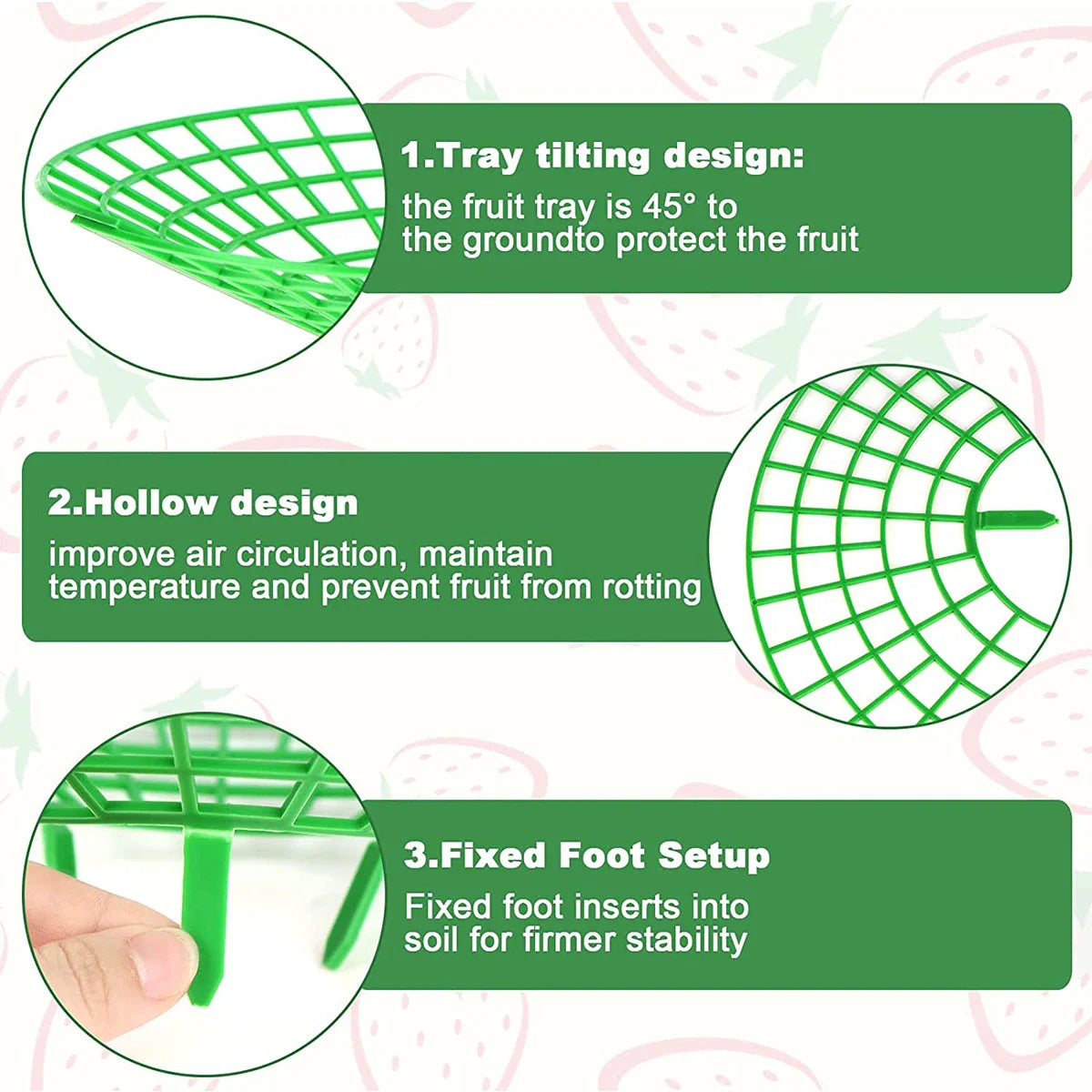 10Pcs Strawberry Plant Supports - Sturdy 3-Legged Growing Racks for Protection Against Mold, Rot, and Dirt - Cage Frame Holder