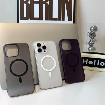 Matte Ultra-Thin iPhone Case – Hard PC Translucent Cover with MagSafe Magnetic Wireless Charging, Fits iPhone 11-17 Pro Max