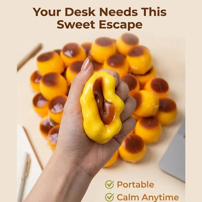 Pudding Squeeze Ball - Caramel Crunchy Handmade Squishy Fidget Toy for Stress Relief