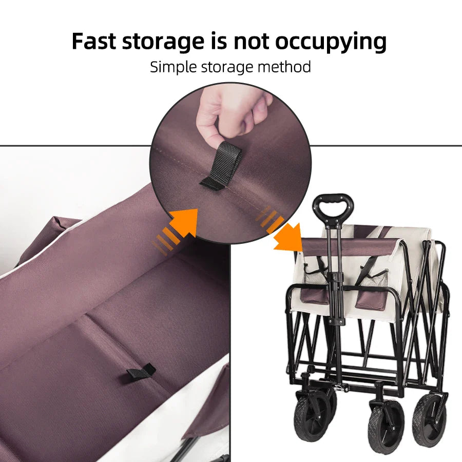 Heavy Duty Large Capacity Folding Wagon – Collapsible Portable Utility Cart for Shopping, Beach & Garden