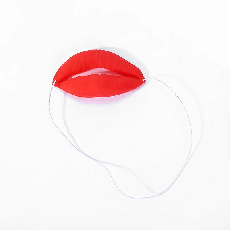 Red Lips Big Mouth Latex Mask – Funny Halloween, Horror & Party Trick Props for Wedding & Jokes