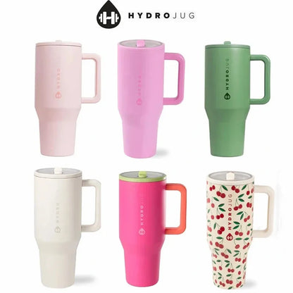 HydroJug 32oz/40oz Traveler Tumbler — Stainless Steel Vacuum Insulated Car Mug with Straw Lid & Double Wall Thermal Iced Design