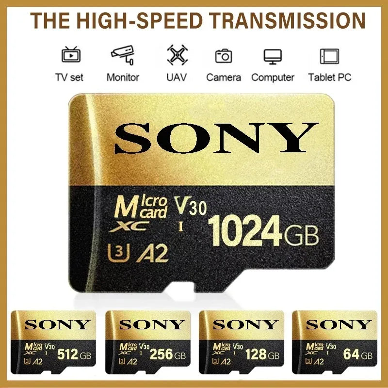 SONY High-Speed 1TB Micro SD Card — Mini MicroSD Memory Card for Xiaomi, Camera & PC (1TB/512GB/256GB/128GB)