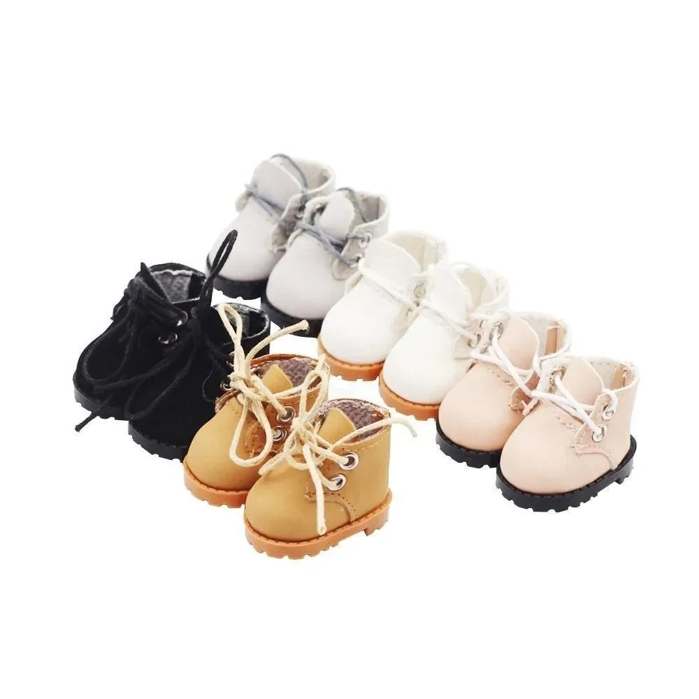 Labubu Doll Shoes – 3.8cm Lace-Up Mini Leather Shoes for 15-17cm Dolls, Cute Kawaii Accessory