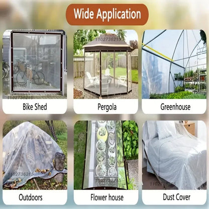 Clear Waterproof Tarpaulin with Grommets – Transparent Poly Tarp Rainproof Garden Plant Cover & Insulated Shed Cloth