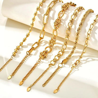 Women's Chunky Gold Plated Stainless Steel Link Chain Bracelet – Waterproof Layered Wristband Jewelry