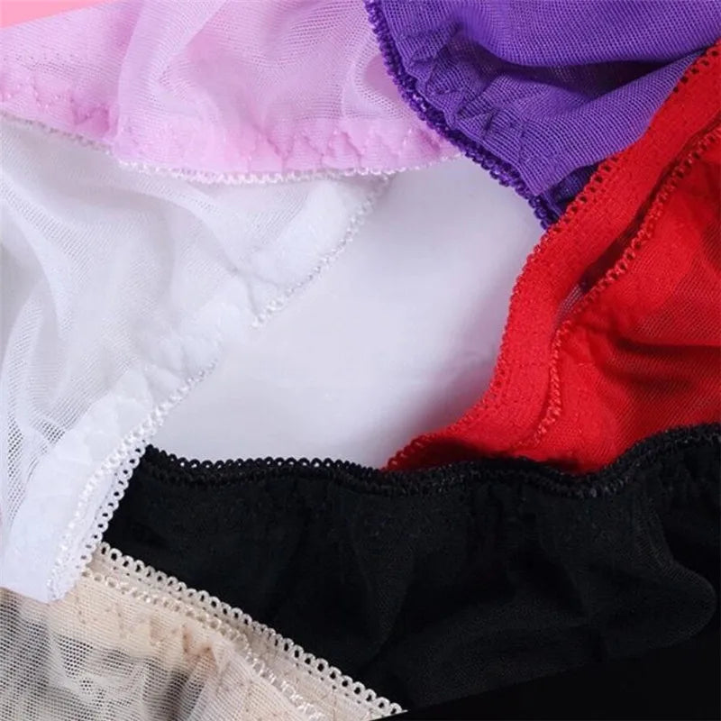Women’s Full Transparent Panties – Sexy Seamless Ultra-Thin Mid-Rise Lace Briefs Lingerie Underwear