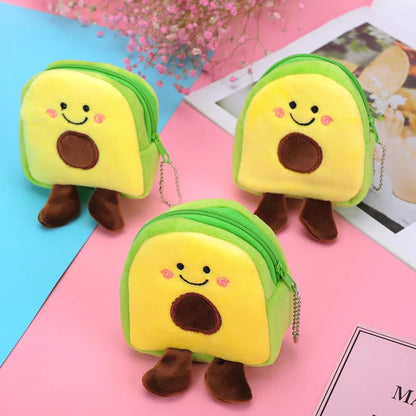 Cute Fruit Avocado Shaped Coin Purse - Plush Key Chain, USB Cable, Lipstick Storage Bag & Pendant Toy Gift