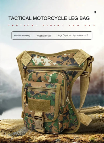 Camouflage Motorcycle Drop Leg Bag – Waterproof, Multifunctional Waist Bag for Travel, Hiking & Outdoor Riding
