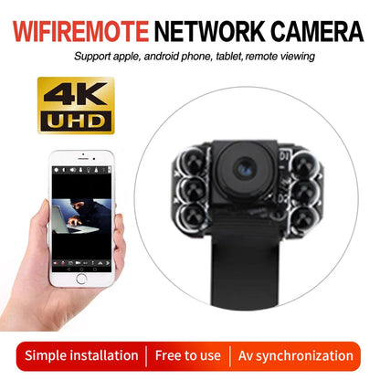 Mini WiFi Security Camera — 4K/1080P HD Wireless Night Vision Camcorder with Voice and Video Surveillance