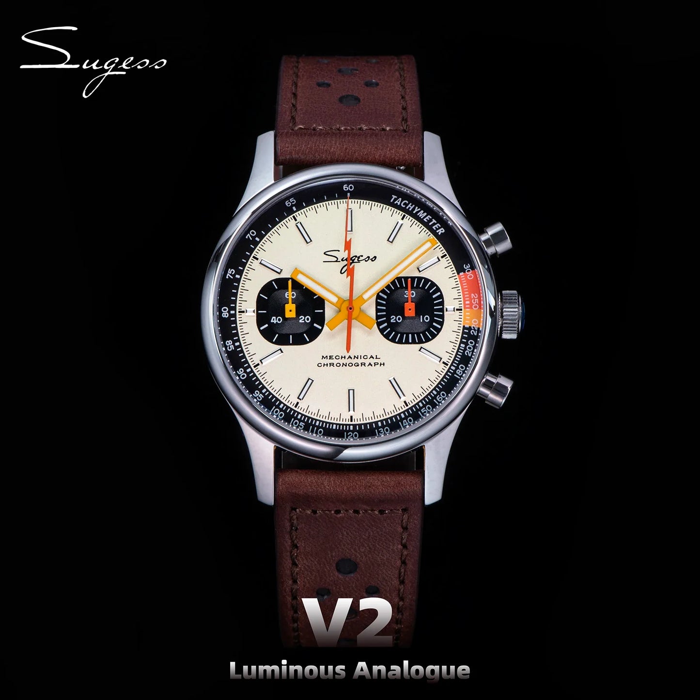 Sugess Men’s Chronograph Mechanical Watch — Tianjin ST19 Swanneck Movement, Sapphire Crystal Pilot Wristwatch, V2 Gift Edition
