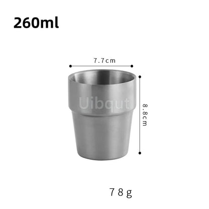 Double-Layer Stainless Steel Scald-Proof Tea & Coffee Mug – Hot Wine Cup Drinkware for Home, Restaurant & Kindergarten Use