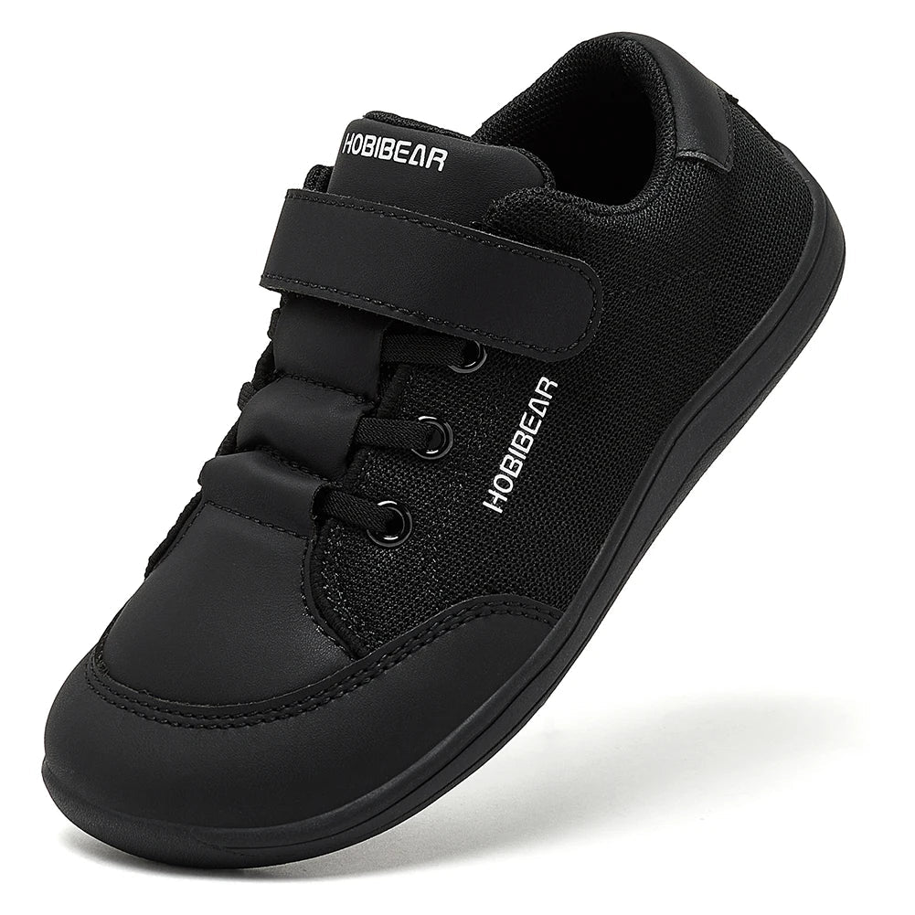 HOBIBEAR Kids Barefoot Shoes – Wide Toe Minimalist Sneakers for Boys & Girls, Lightweight Hook Loop, Mesh & Artificial Leather