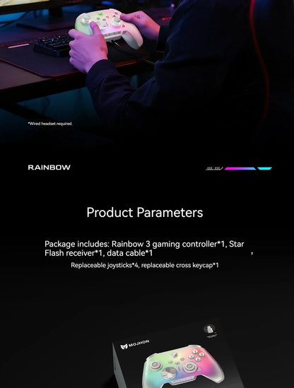 Bigbigwon Rainbow3 Wireless Game Controller Charging Base – RGB Magnetic Dock for PC Gaming