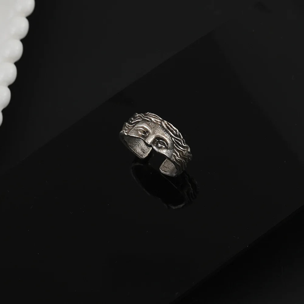 Retro Half-Face Venus Ring – Greek Mythology Vintage Punk Gothic Open Ring, Unisex Designer Jewelry